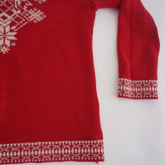 Vintage Parkhurst Weekend Red Cream Quarter Zip Winter Snowflake Knit Sweater S - Picture 6 of 10